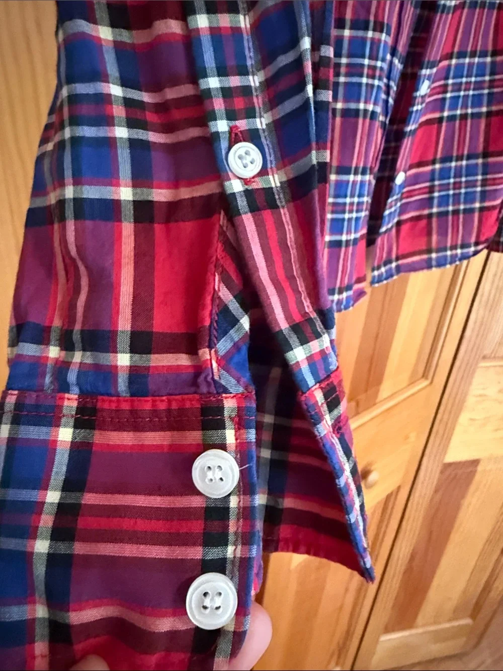 J. Crew Pink and Blue Plaid Button-Down Shirt